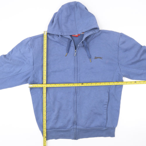 Slazenger Men's Blue Full Zip Hoodie Size M Logo Embroidered