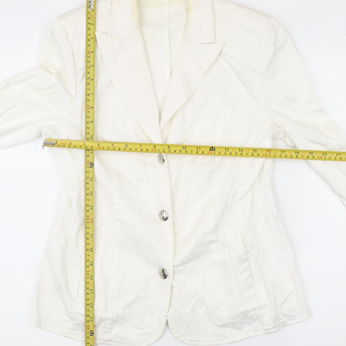 Betty Barclay Womens White Cotton Blend Suit Jacket Size 12