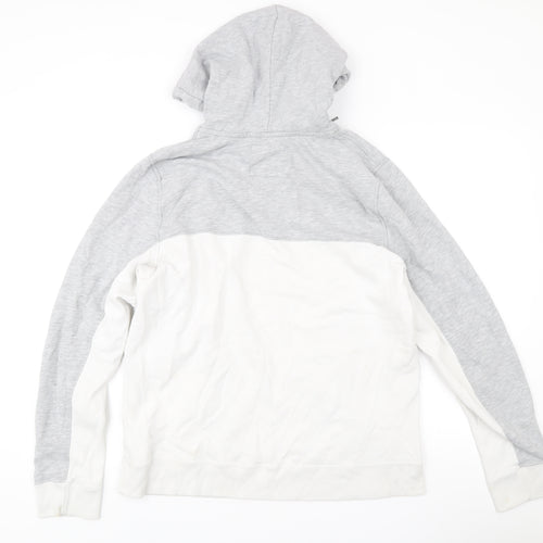 Hollister Men’s XL Grey White 1/2 Zip Hoodie Hooded Sweatshirt