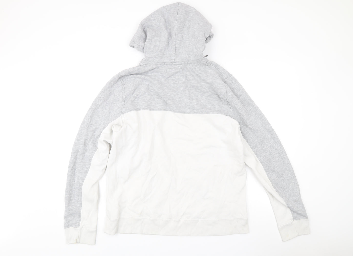 Hollister Men’s XL Grey White 1/2 Zip Hoodie Hooded Sweatshirt