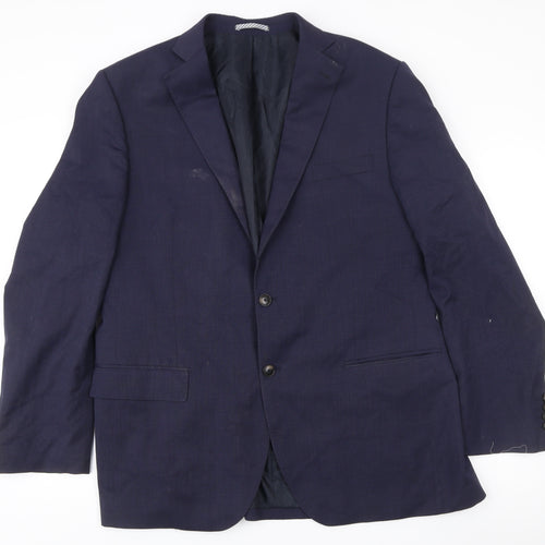 Marks and Spencer Mens Blue Blazer Jacket 44L Regular Fit Wool Blend