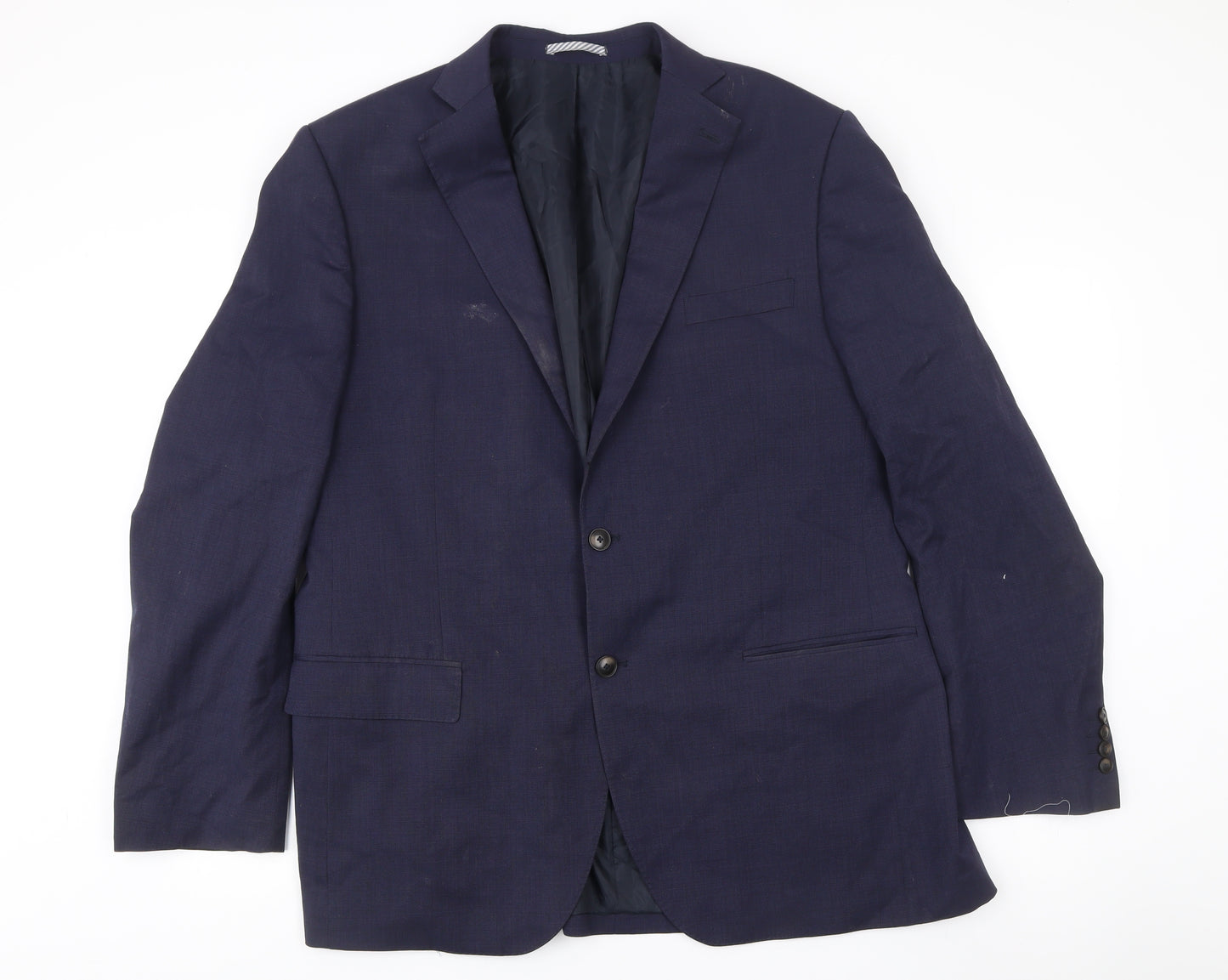 Marks and Spencer Mens Blue Blazer Jacket 44L Regular Fit Wool Blend