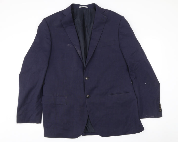 Marks and Spencer Mens Blue Blazer Jacket 44L Regular Fit Wool Blend