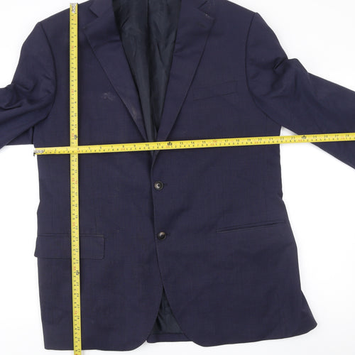Marks and Spencer Mens Blue Blazer Jacket 44L Regular Fit Wool Blend