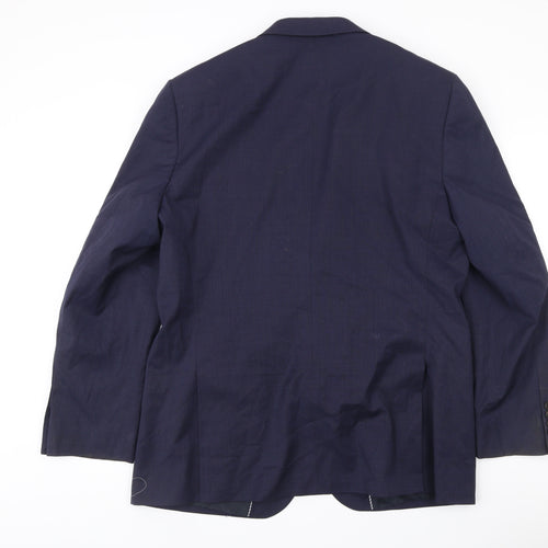 Marks and Spencer Mens Blue Blazer Jacket 44L Regular Fit Wool Blend
