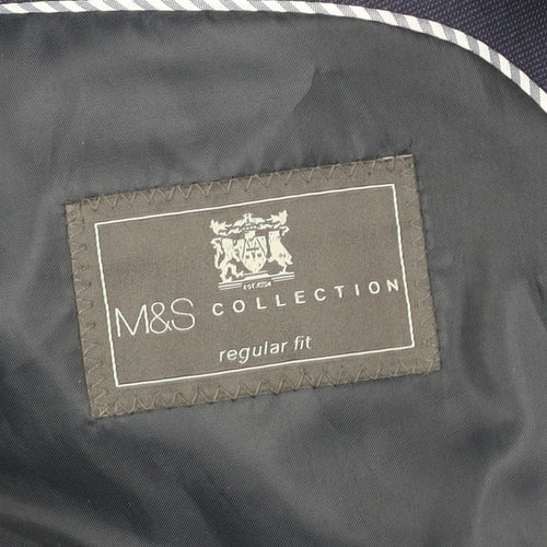 Marks and Spencer Mens Blue Blazer Jacket 44L Regular Fit Wool Blend