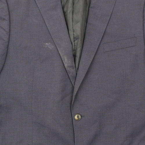 Marks and Spencer Mens Blue Blazer Jacket 44L Regular Fit Wool Blend