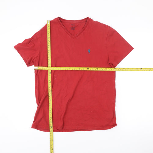Ralph Lauren Men’s Red V-Neck Cotton T-Shirt Size S