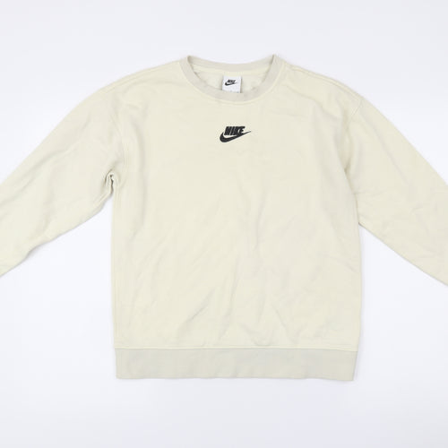 Nike Unisex Ivory L Pullover Sweatshirt Crew Neck Cotton Blend