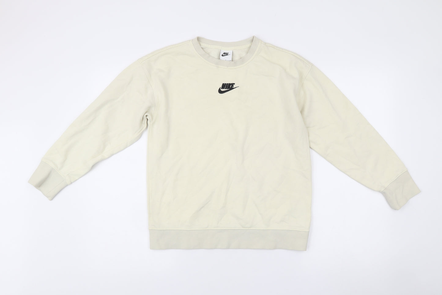 Nike Unisex Ivory L Pullover Sweatshirt Crew Neck Cotton Blend