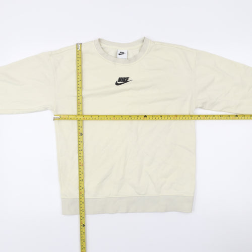 Nike Unisex Ivory L Pullover Sweatshirt Crew Neck Cotton Blend