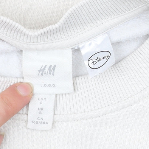 H&M Women’s White Mickey Mouse Disney Sweatshirt Size S Cotton Blend