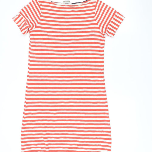 Boden Women Red Striped Cotton Shift Dress UK 8 Short Sleeve