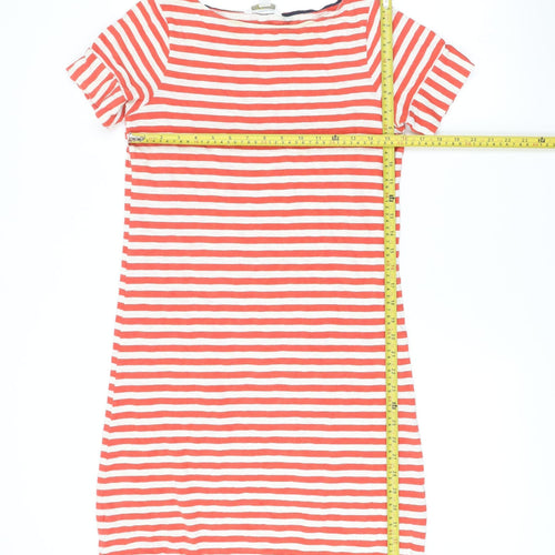 Boden Women Red Striped Cotton Shift Dress UK 8 Short Sleeve
