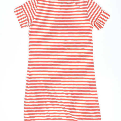 Boden Women Red Striped Cotton Shift Dress UK 8 Short Sleeve