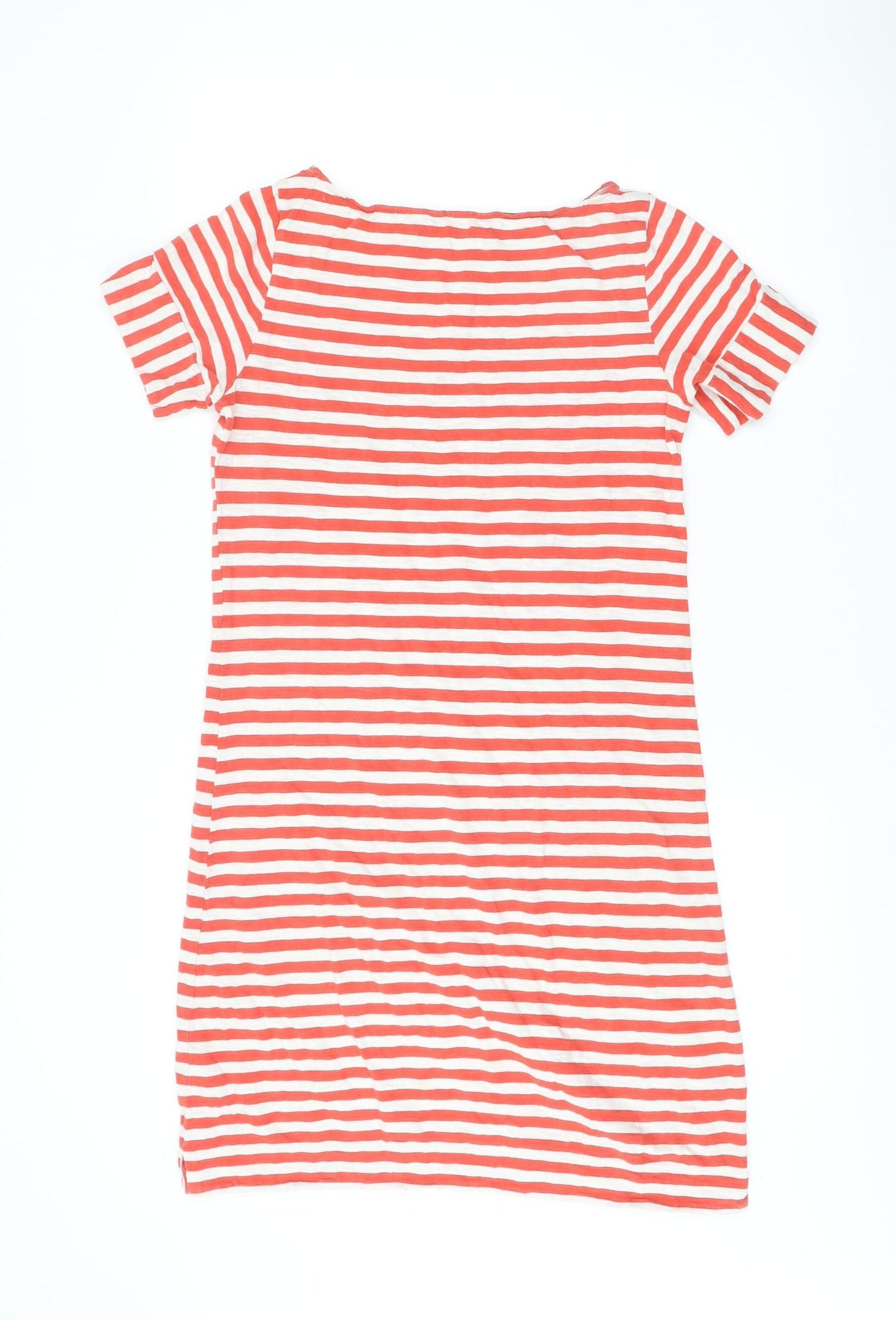 Boden Women Red Striped Cotton Shift Dress UK 8 Short Sleeve
