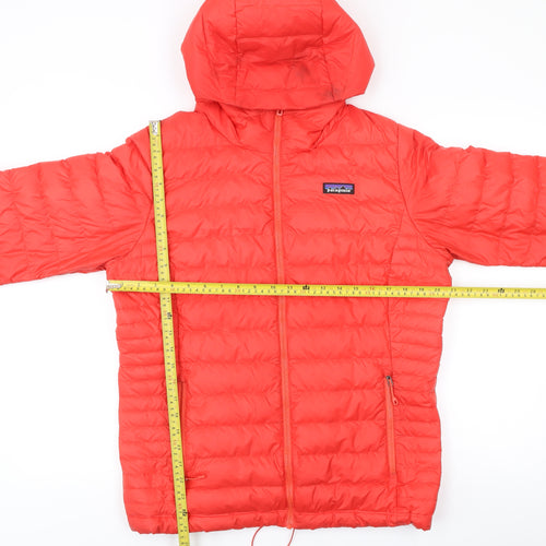 Patagonia Womens Red L Puffer Jacket Hooded Down Insulated Coat