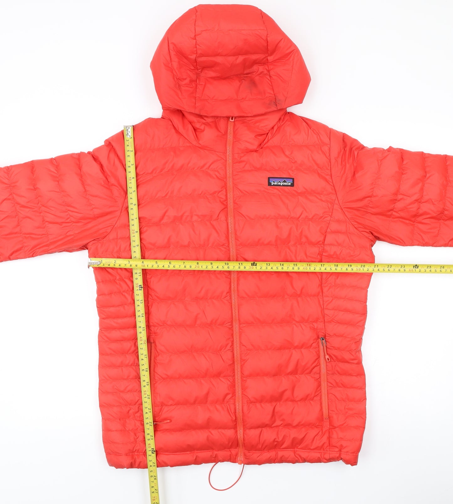 Patagonia Womens Red L Puffer Jacket Hooded Down Insulated Coat
