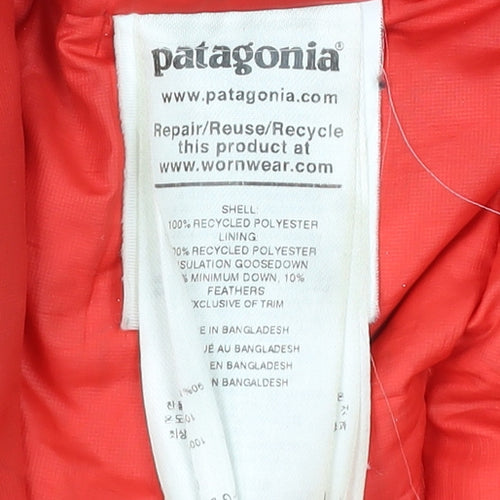 Patagonia Womens Red L Puffer Jacket Hooded Down Insulated Coat