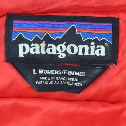 Patagonia Womens Red L Puffer Jacket Hooded Down Insulated Coat