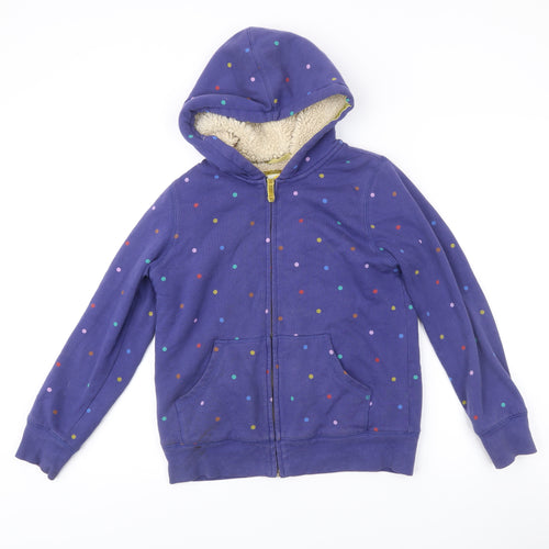 Boden Girls Blue Polka Dot Hooded Jacket 11-12Y Cotton Blend Lined