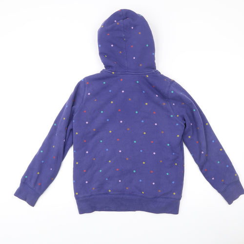 Boden Girls Blue Polka Dot Hooded Jacket 11-12Y Cotton Blend Lined