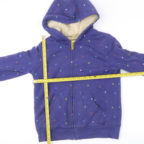 Boden Girls Blue Polka Dot Hooded Jacket 11-12Y Cotton Blend Lined