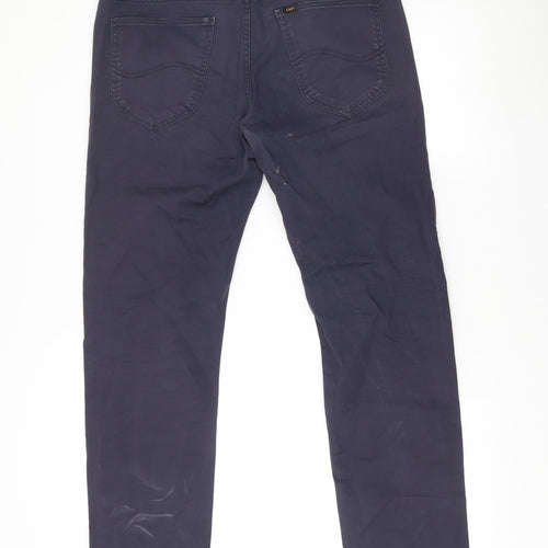Lee Men’s Blue Chino Daren Zip Fly Trousers W34 L32 Regular Fit
