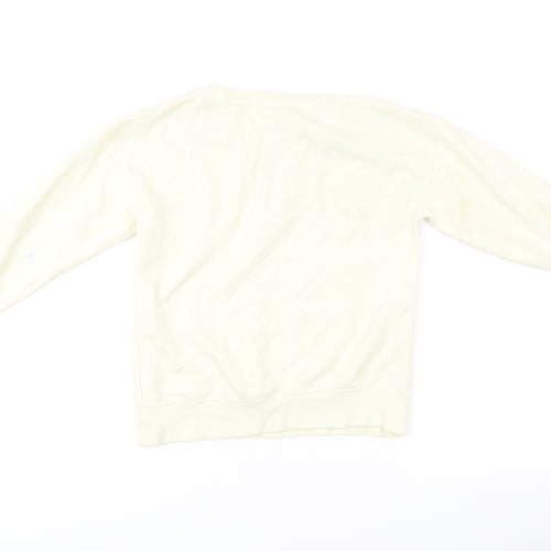 Nike Womens Ivory Small Pullover Sweatshirt Logo Crew Neck