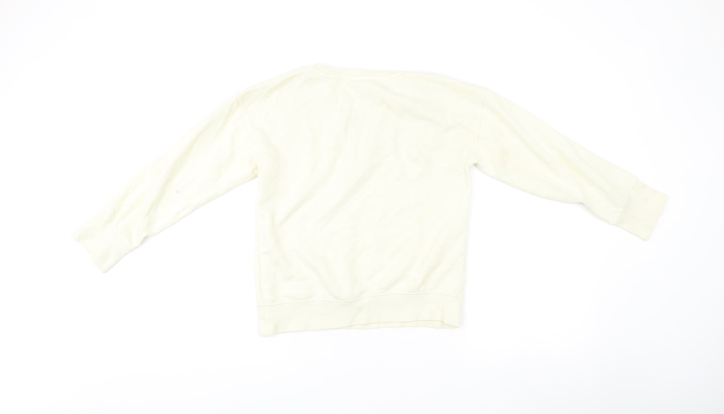 Nike Womens Ivory Small Pullover Sweatshirt Logo Crew Neck