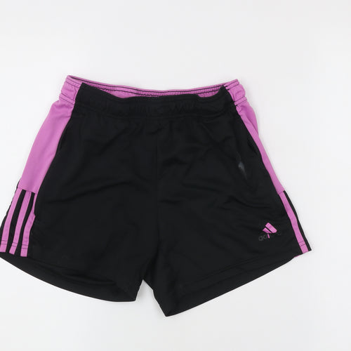 Adidas Womens Black Small Athletic Sports Shorts Elastic Waist
