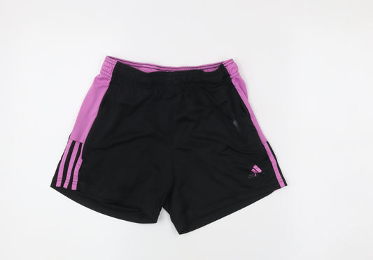 Adidas Womens Black Small Athletic Sports Shorts Elastic Waist