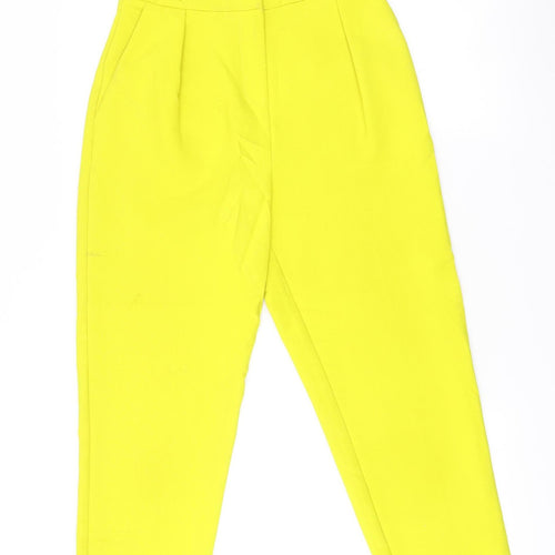 Topshop Women Yellow Slim Tapered Trousers UK 6 Polyester Blend