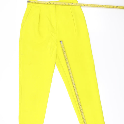Topshop Women Yellow Slim Tapered Trousers UK 6 Polyester Blend