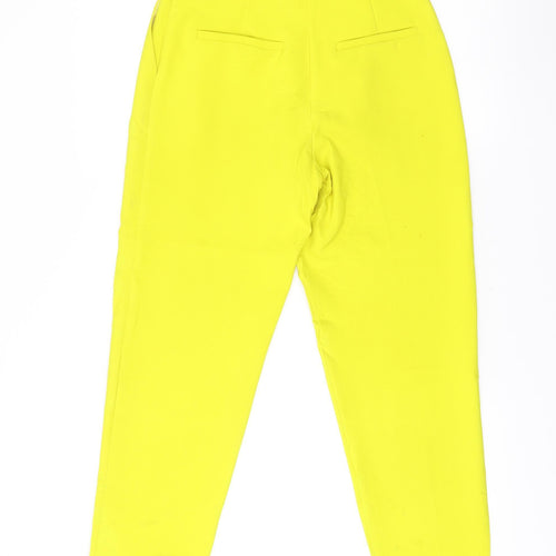Topshop Women Yellow Slim Tapered Trousers UK 6 Polyester Blend