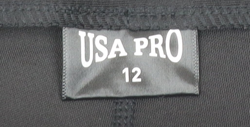 USA Pro Womens Black Size 12 Biker Activewear Shorts Polyester