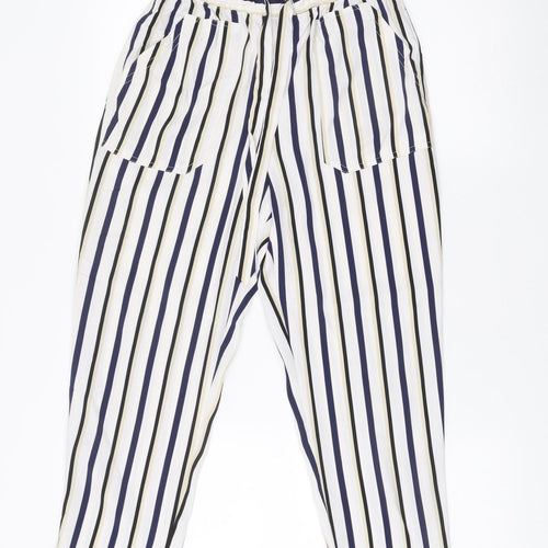 Zara Women XS Striped Lightweight Relaxed Trousers Multicoloured