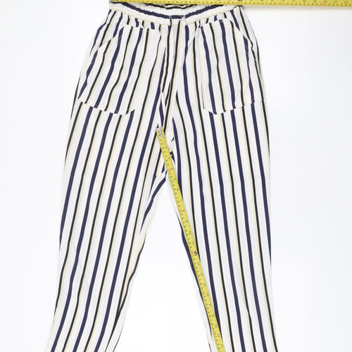 Zara Women XS Striped Lightweight Relaxed Trousers Multicoloured