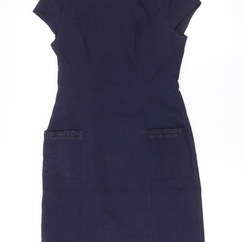 Boden Women’s Blue Shift Dress Size 12 Knee Length Short Sleeve