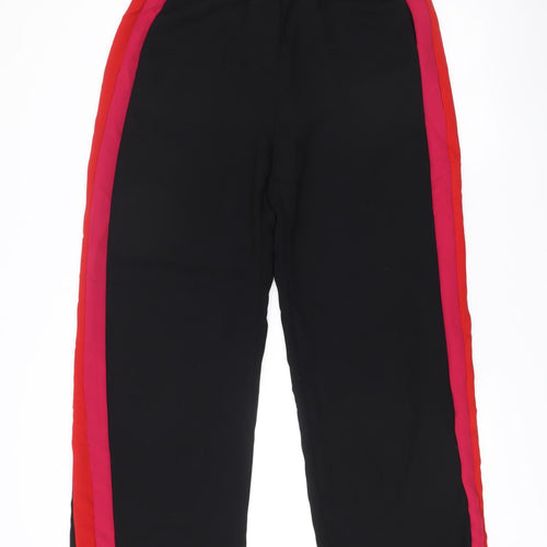 Zara Women Black Jogger Trousers L Elastic Waist Stripe Polyester