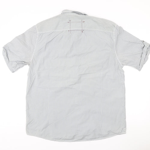 Next Men’s Grey Striped Short Sleeve Button-Up Shirt XL