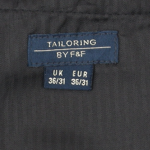 F&F Men’s Black Suit Trousers 36W 31L Straight Leg Formal Wear