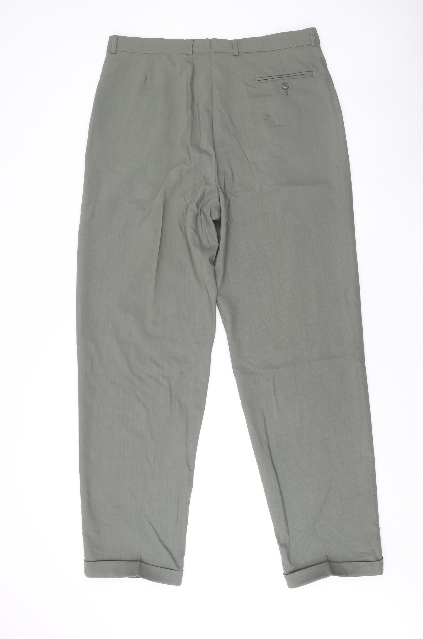Jaeger Mens Grey Wool Dress Pants Trousers XL 38W Pleated Formal