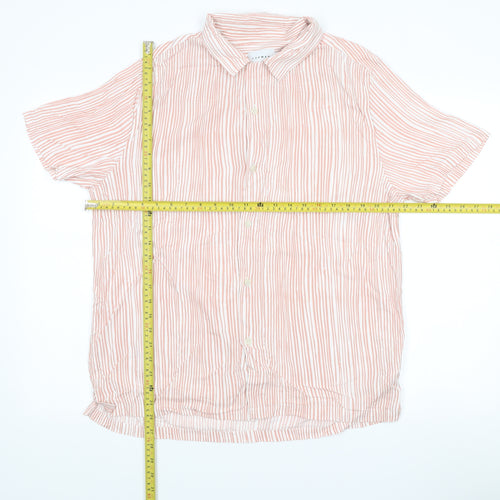 Topman Men’s Pink Striped Short Sleeve Button-Up Shirt L