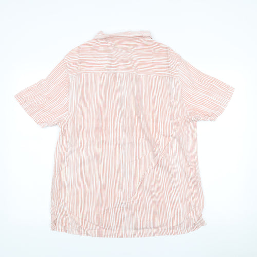 Topman Men’s Pink Striped Short Sleeve Button-Up Shirt L