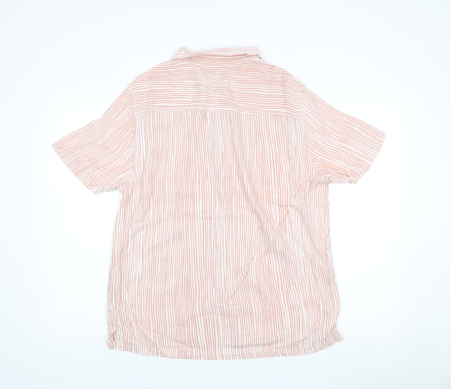 Topman Men’s Pink Striped Short Sleeve Button-Up Shirt L