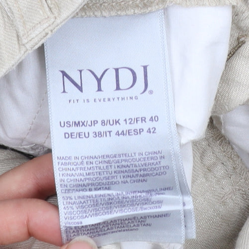NYDJ Womens Beige Linen Blend Straight Leg Trousers Size 12