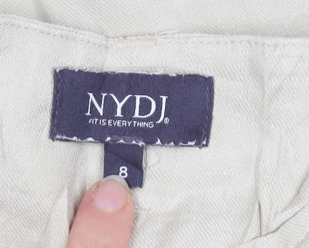 NYDJ Womens Beige Linen Blend Straight Leg Trousers Size 12