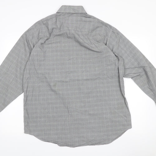 Calvin Klein Mens Grey Check Cotton Regular Fit Shirt Size 16