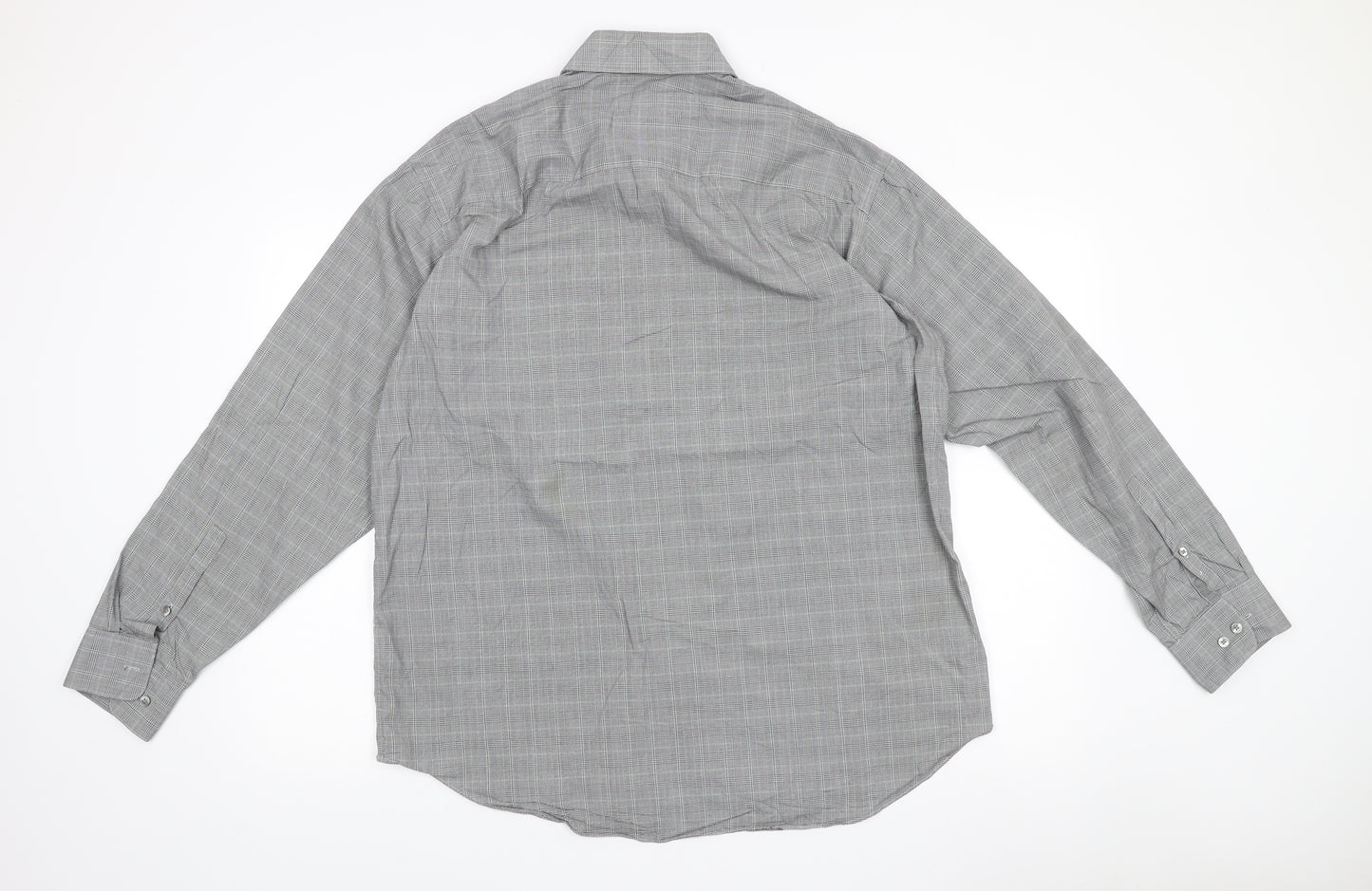 Calvin Klein Mens Grey Check Cotton Regular Fit Shirt Size 16